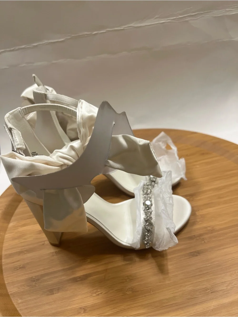Oleg Cassini Melania Silk Embellished Ankle-Strap Heels with Bow Size 6
